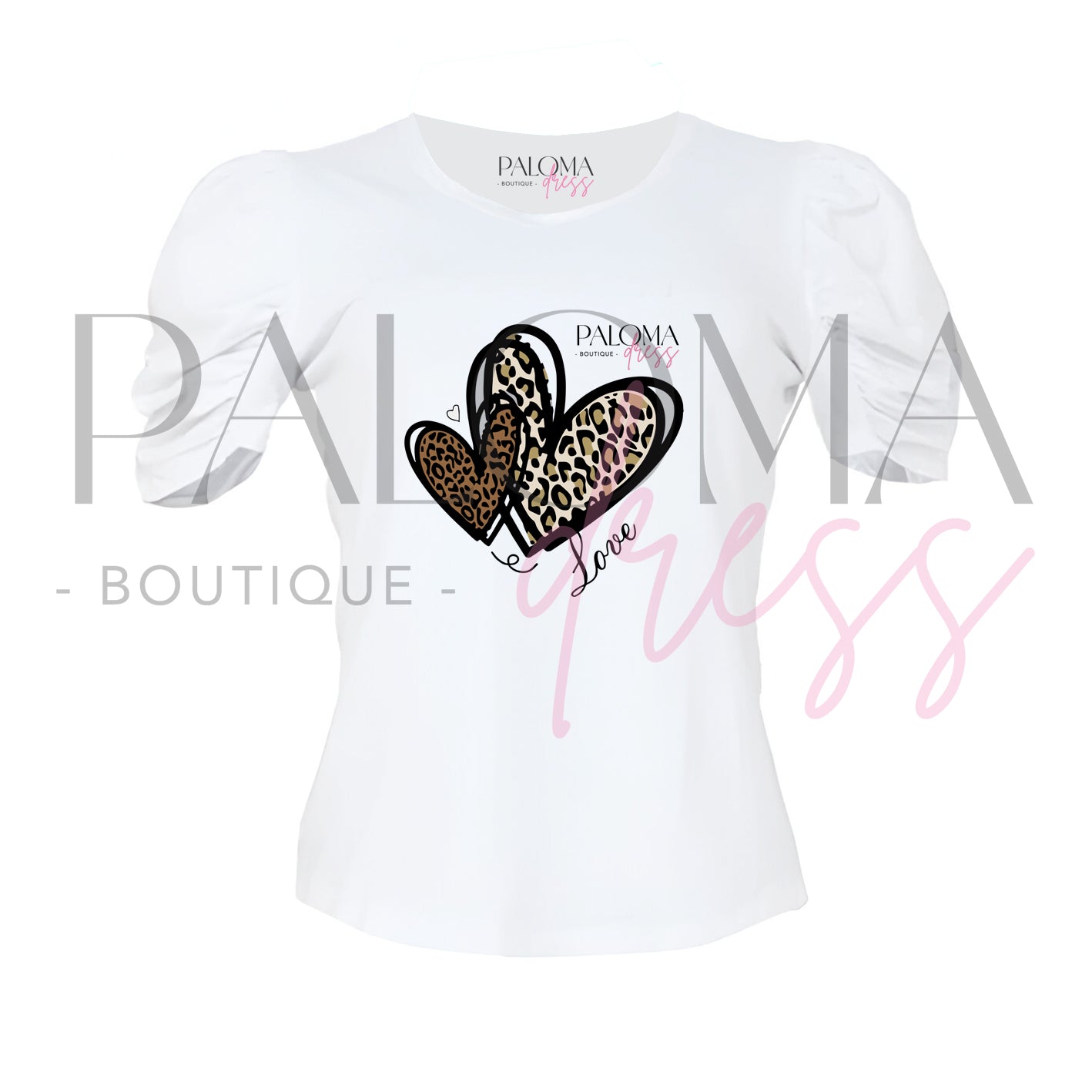 Polera Manga Princesa Corazones Print