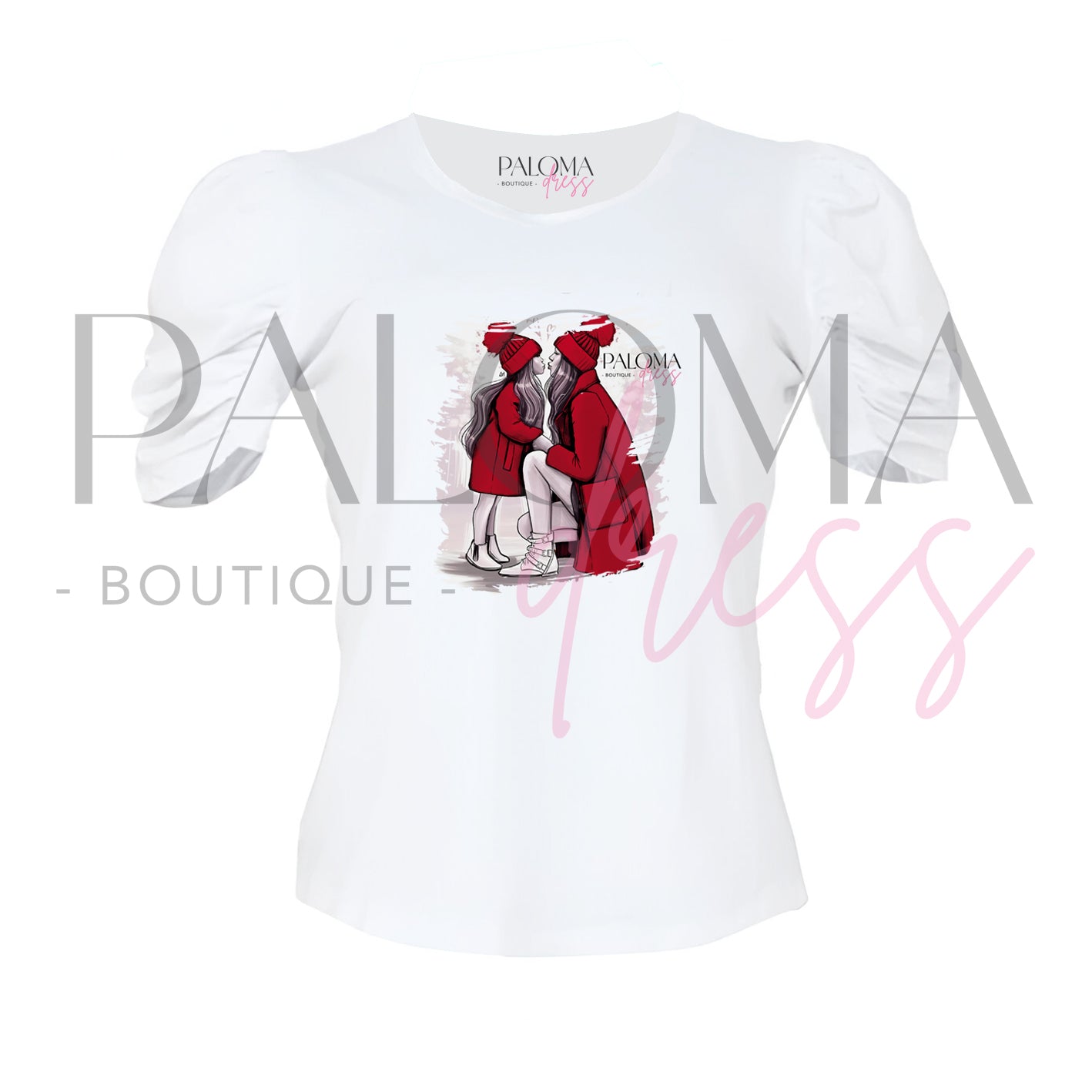 Polera Manga Princesa Mama e hija Red