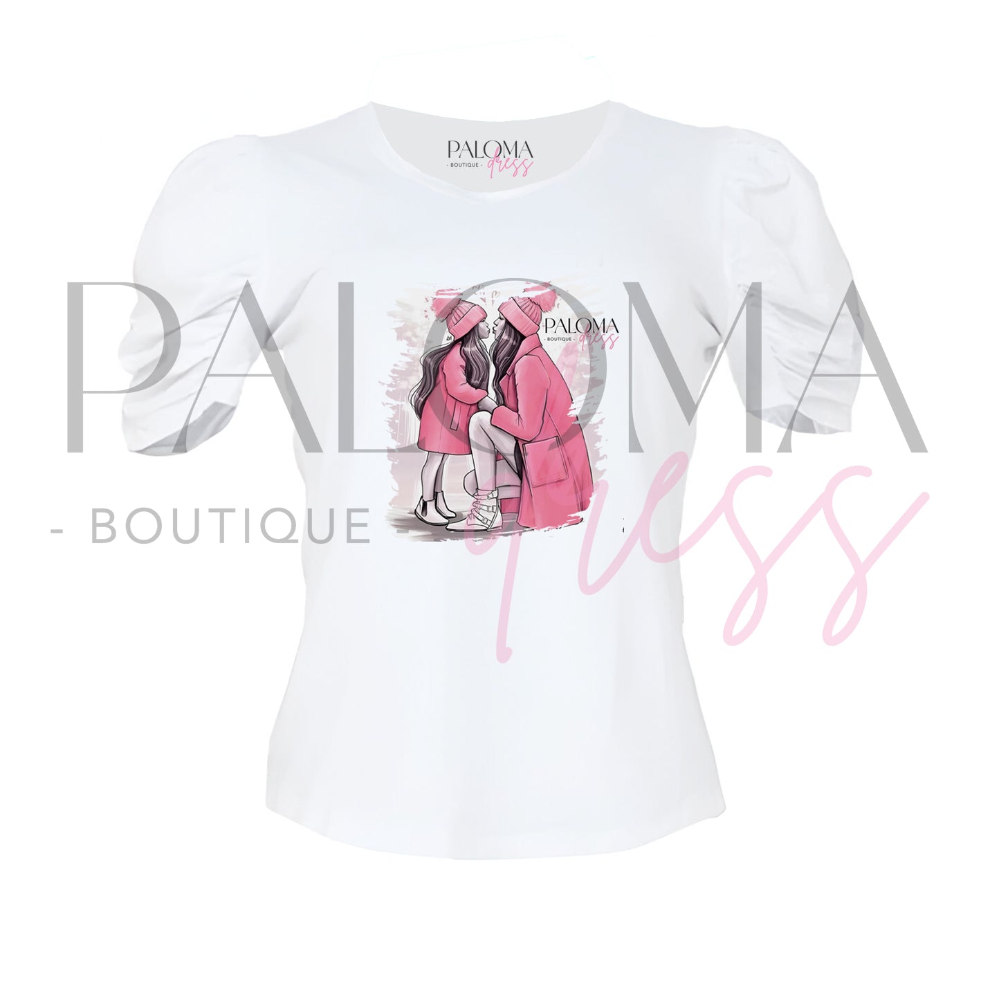 Polera Manga Princesa Mama e Hija Rose