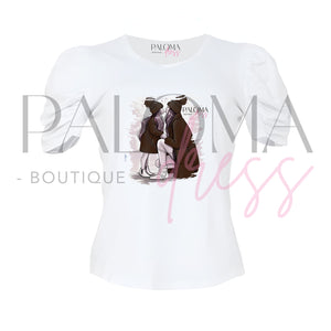 Polera Manga Princesa Mama e Hija Brown