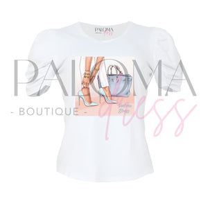Polera Manga Princesa Tacos Celeste