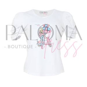 Polera Manga Princesa Moto Rose
