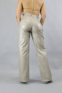 Pant BEBE Elasticado Ecocuero Recto Beige