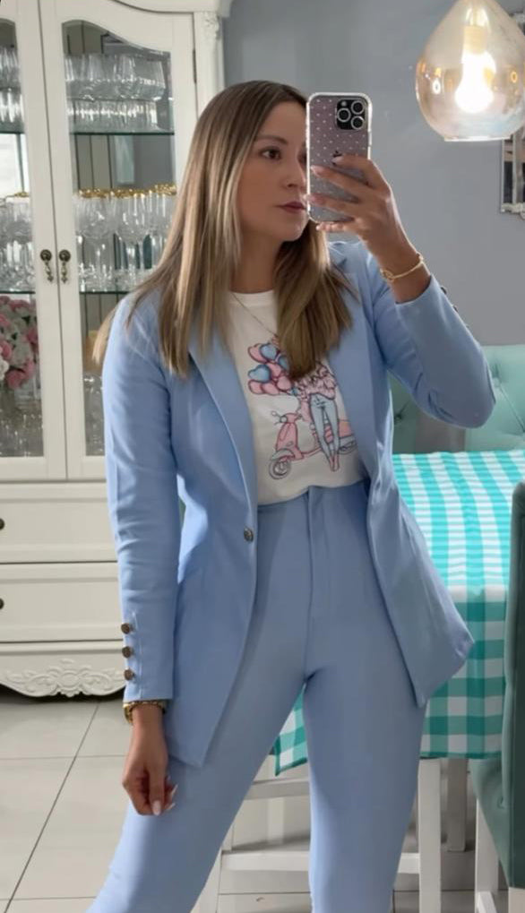 Blazer Colombiano Elasticado Entallado Celeste