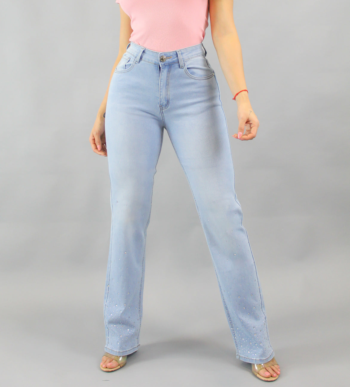 Jeans BEBE Elasticado Brillos media pierna