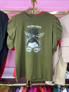 Polera Manga Princesa Verde Lazo Print