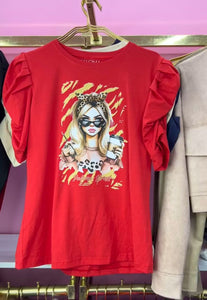 Polera Manga Princesa Roja Lazo Print