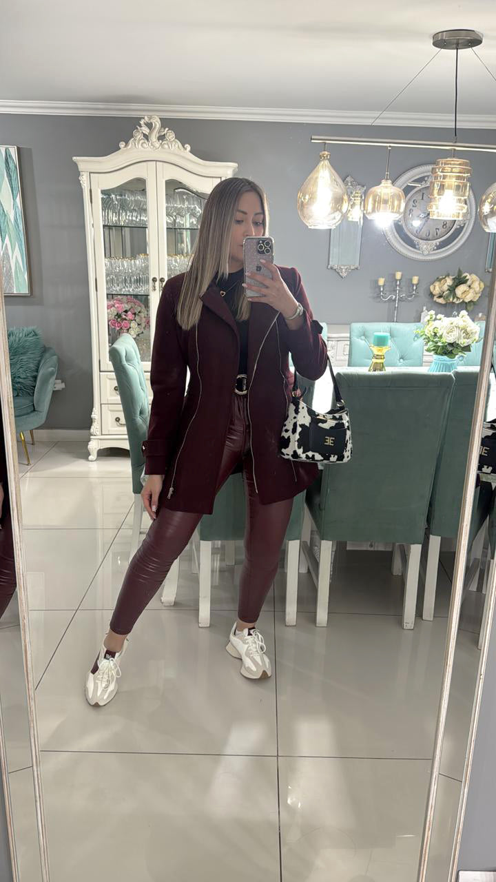Pant BEBE Burdeo Elasticado Ecocuero skinny